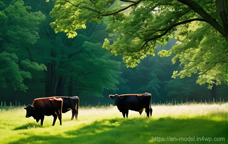 아그로포레스트리 시스템의 성공적인 사례 분석 - A serene and productive silvopasture scene on a warm summer day in upstate New York. Healthy, well-f...