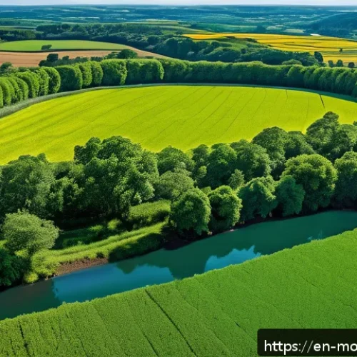 아그로포레스트리 모델의 성과 평가 방법 - A vibrant agroforestry farm landscape during mid-morning light, showcasing diverse tree species inte...