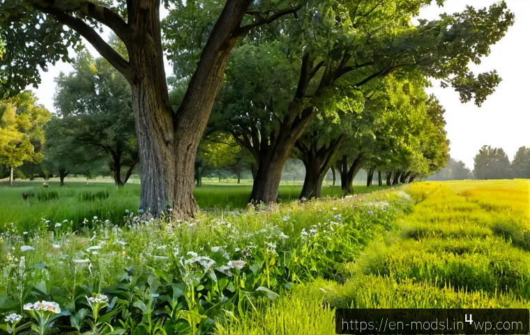 Home 17 아그로포레스트리 시스템의 생물학적 다양성 - Photorealistic wide view of a thriving temperate agroforestry farm in rural North America, mature wa...