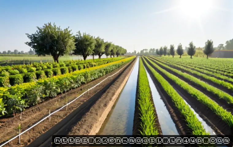 Home 17 아그로포레스트리와 농업 인프라 - Photorealistic wide-angle view of a thriving temperate agroforestry farm, orderly rows of young frui...